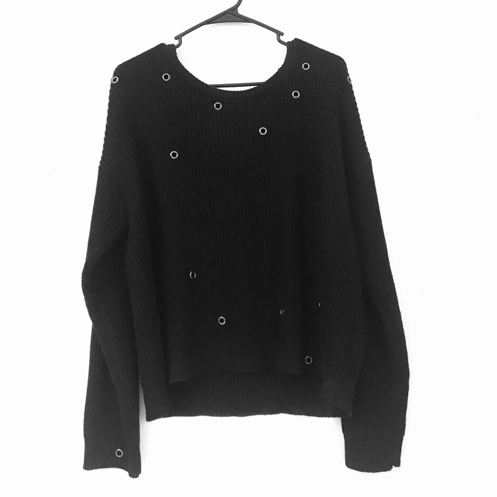 Punk Grunge black crew neck sweater